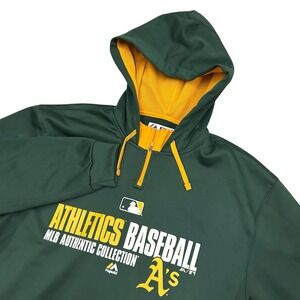 Majestic Green and Yellow Athletics Baseball Hoodie